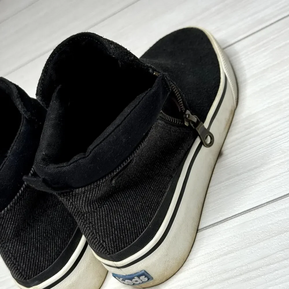 Keds Black Suede &‎ Twill Zip Up Ankle Platform Sneakers Casual Shoes Sneakers 7